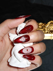 Burgundy Enchantress - Ersa Nails Red Pink Med Almond PressOnNails