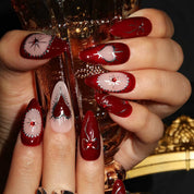 Burgundy Enchantress - Ersa Nails Red Pink Med Almond PressOnNails