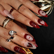 Burgundy Enchantress - Ersa Nails Red Pink Med Almond PressOnNails