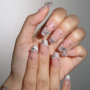 Butterfly Ballet - Ersa Nails Nude Pink Silver PressOnNails