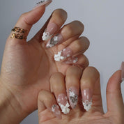 Butterfly Kisses - Ersa Nails Nude White PressOnNails