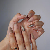 By the Fireplace - Ersa Nails Nude Brown Gold PressOnNails