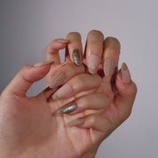 By the Fireplace - Ersa Nails Nude Brown Gold PressOnNails