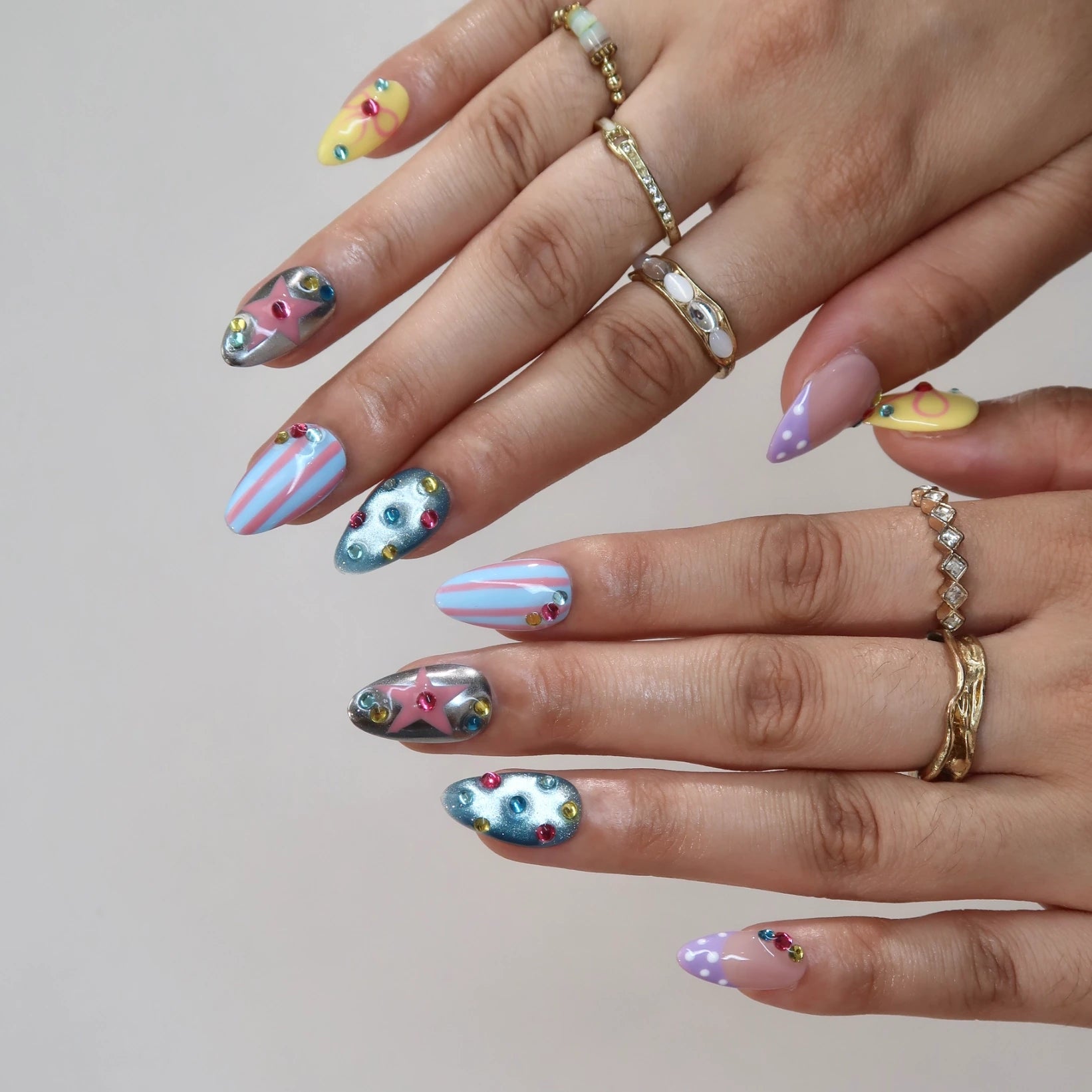 Candy Canvas- Ersa Nails Blue Yellow PressOnNails