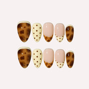 Caramel Cream - Ersa Nails Nude Brown Short Almond Handmade Press On Nails