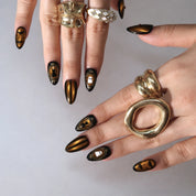 Caught You - Ersa Nails Black Gold PressOnNails