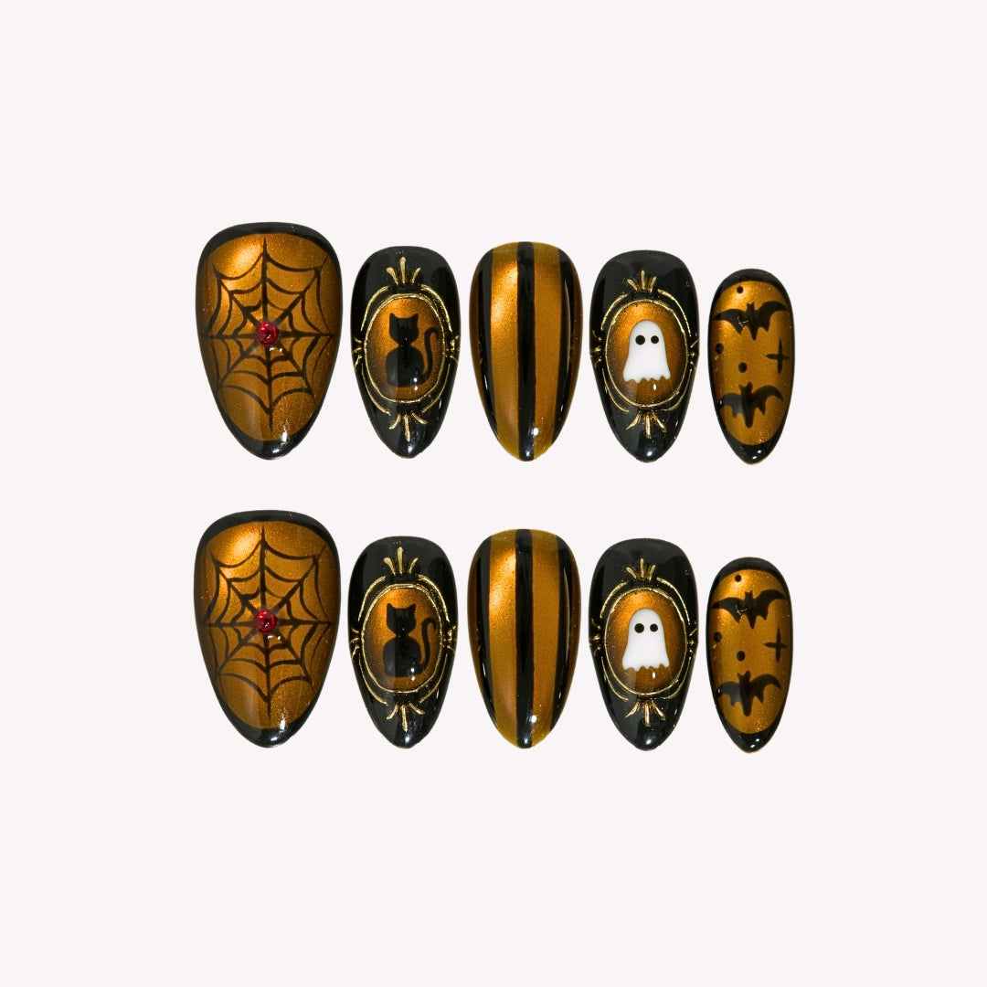 Caught You - Ersa Nails Black Gold PressOnNails