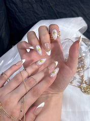 Celestial Star - Ersa Nails White Mid  Almond PressOnNails