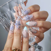 Cerulean Bloom - Ersa Nails Nude Blue PressOnNails