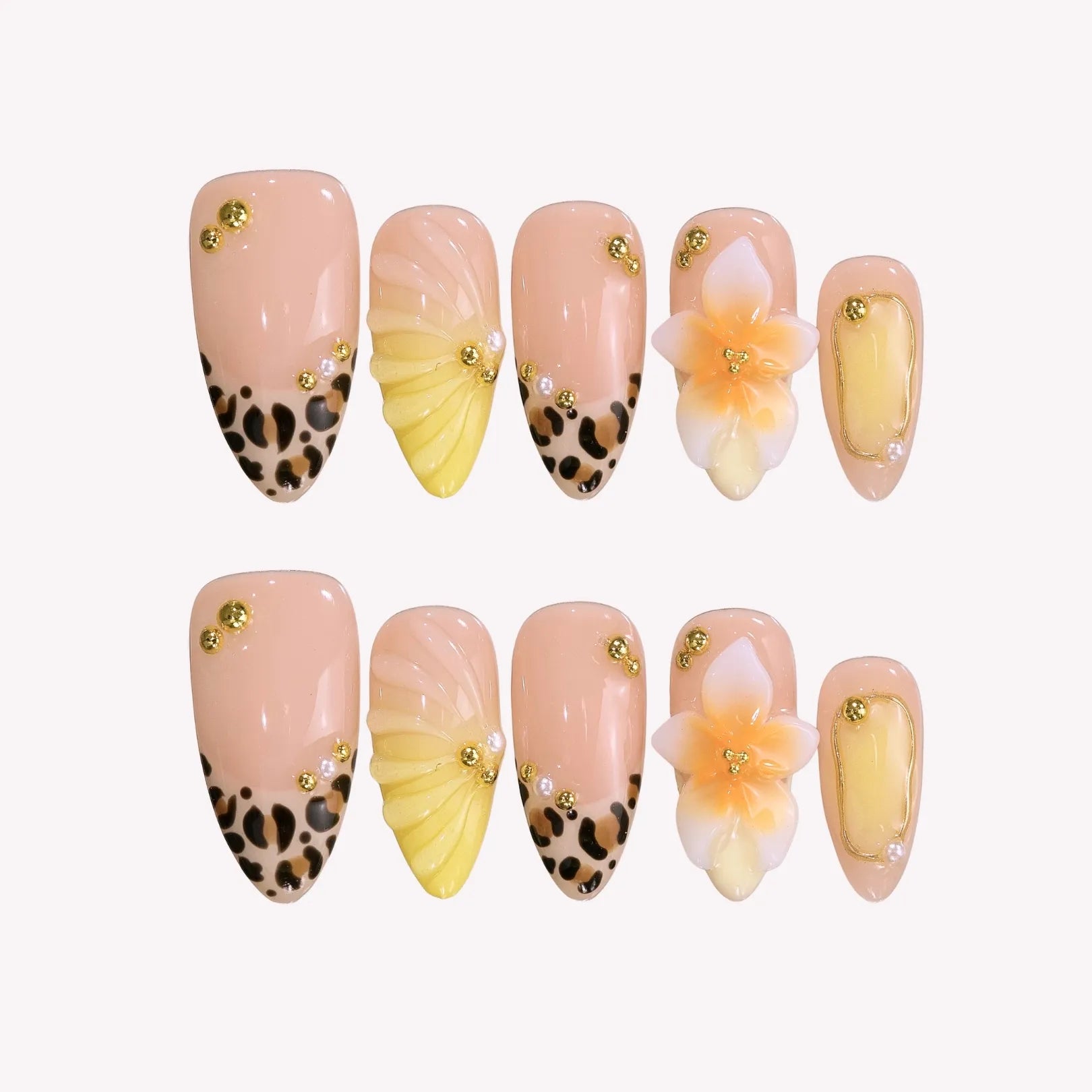 Chasing Sunshine - Ersa Nails Nude Brown Yellow PressOnNails