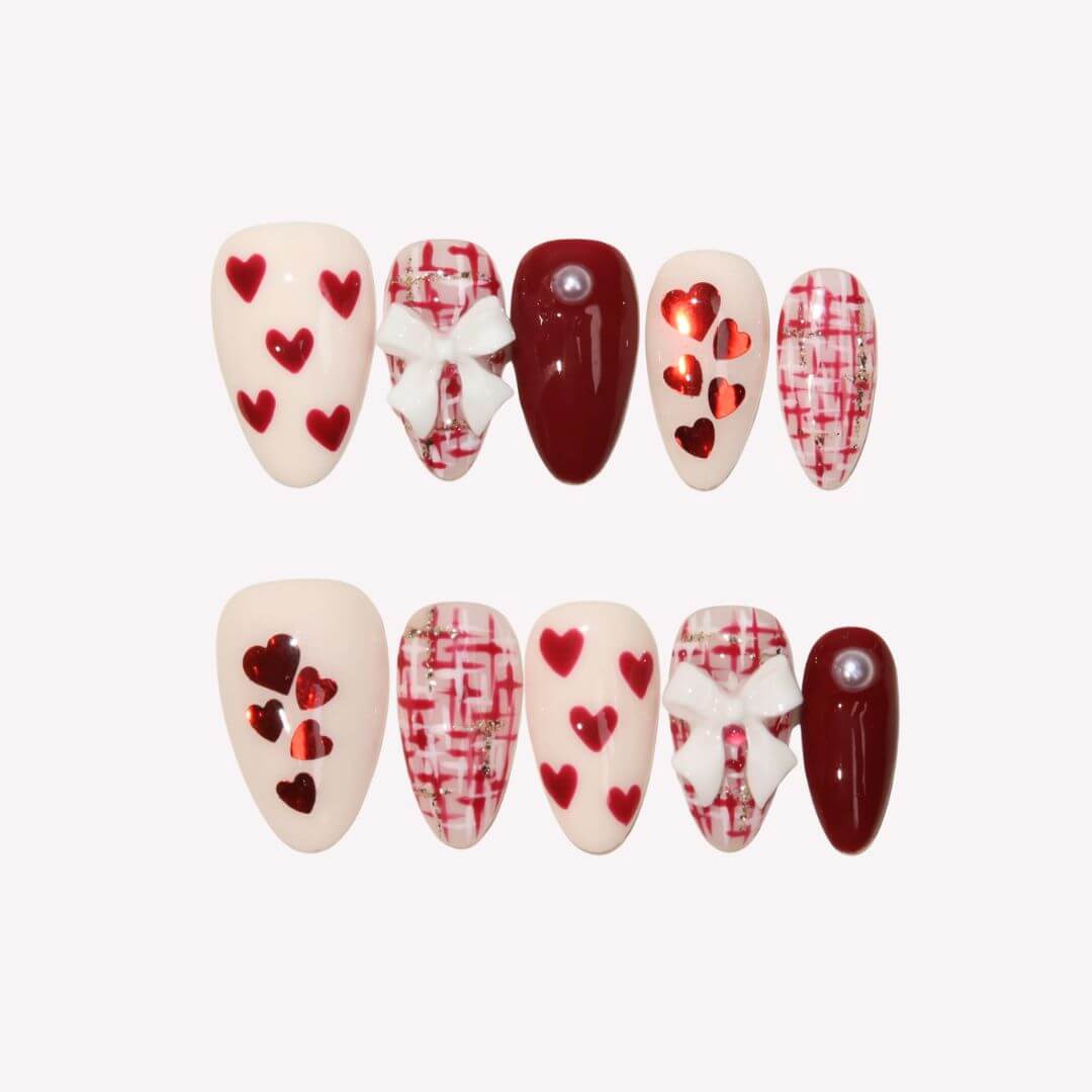 Cherished Moments - Ersa Nails Red White PressOnNails