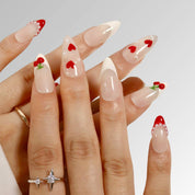 Cheery Jubilee - Ersa Nails Red White Medium Almond PressOnNails