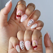 Cherry Smoothie - Ersa Nails White Pink PressOnNails