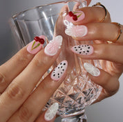 Cherry Smoothie - Ersa Nails White Pink PressOnNails