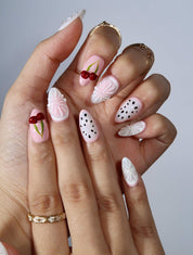 Cherry Smoothie - Ersa Nails White Pink PressOnNails