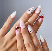 Cherry Smoothie - Ersa Nails White Pink PressOnNails