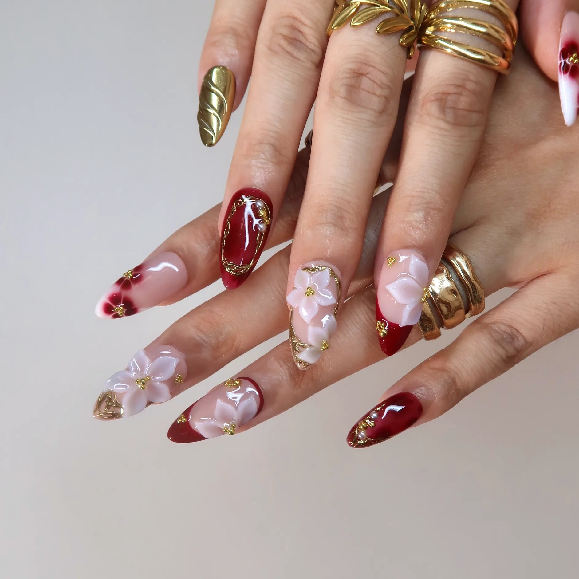Cherry Wine - Ersa Nails Nude White PressOnNails