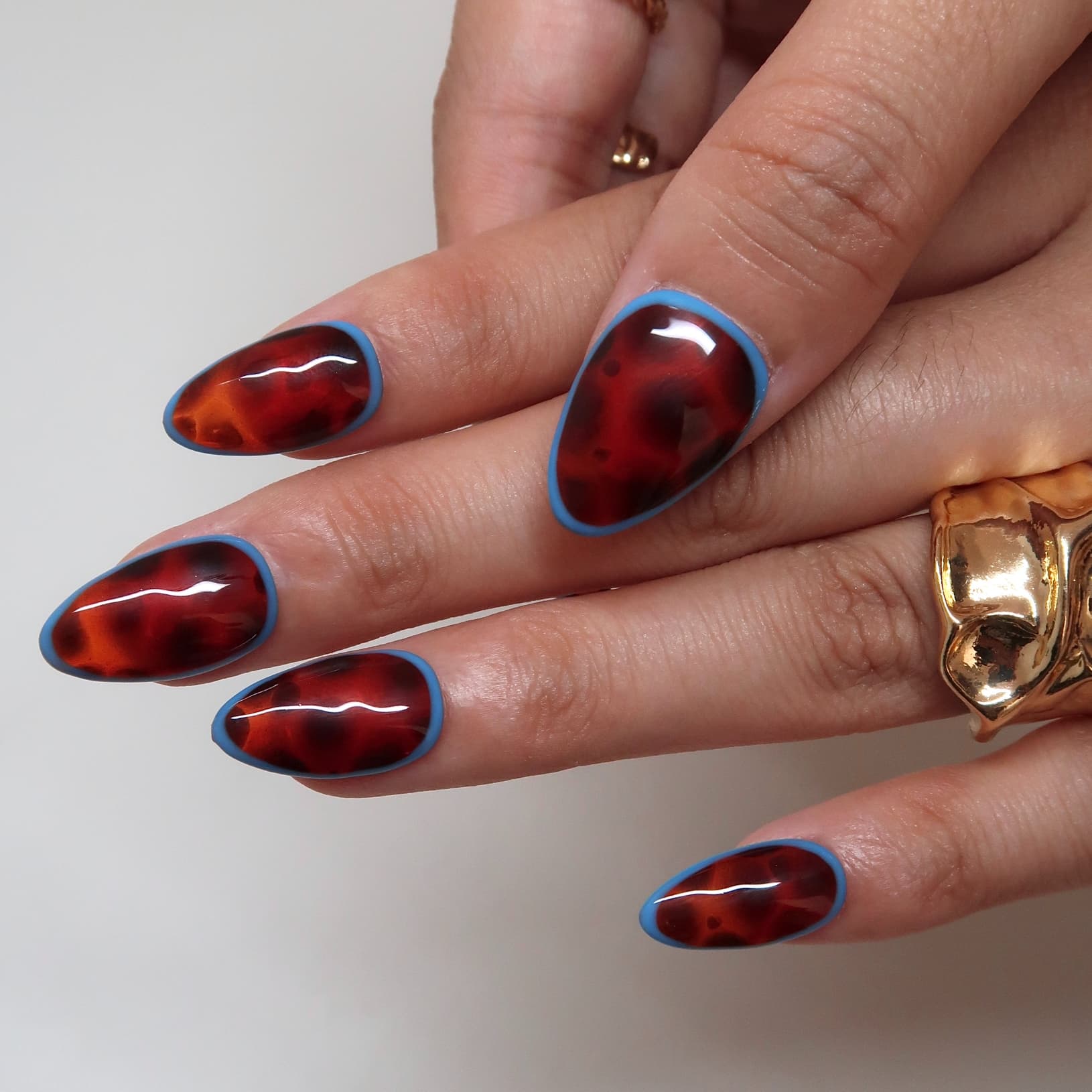 Chilly Mornings- Ersa Nails Blue Brown PressOnNails