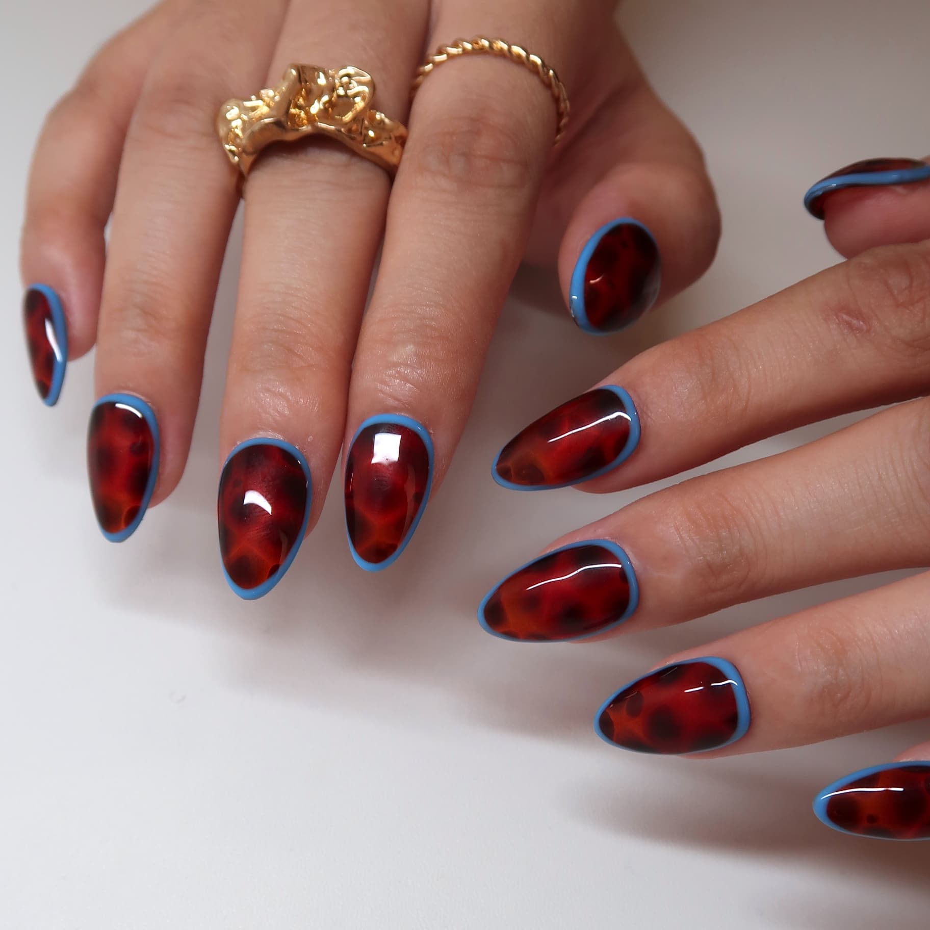 Chilly Mornings- Ersa Nails Blue Brown PressOnNails
