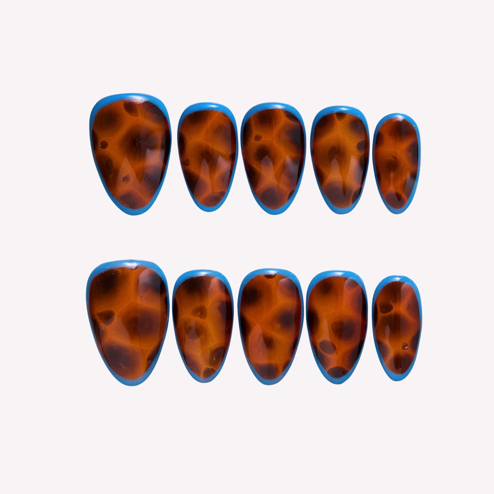 Chilly Mornings- Ersa Nails Blue Brown PressOnNails