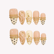 Classy Chaos - Ersa Nails Nude White Gold PressOnNails