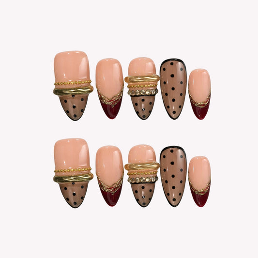 Coffee Date - Ersa Nails Nude Black PressOnNails
