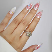 Coquette Kisses - Ersa Nails Pink White Med Almond PressOnNails