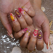 Coral Blossom - Ersa Nails Red Yellow  PressOnNails