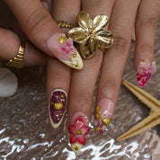 Coral Blossom - Ersa Nails Red Yellow  PressOnNails