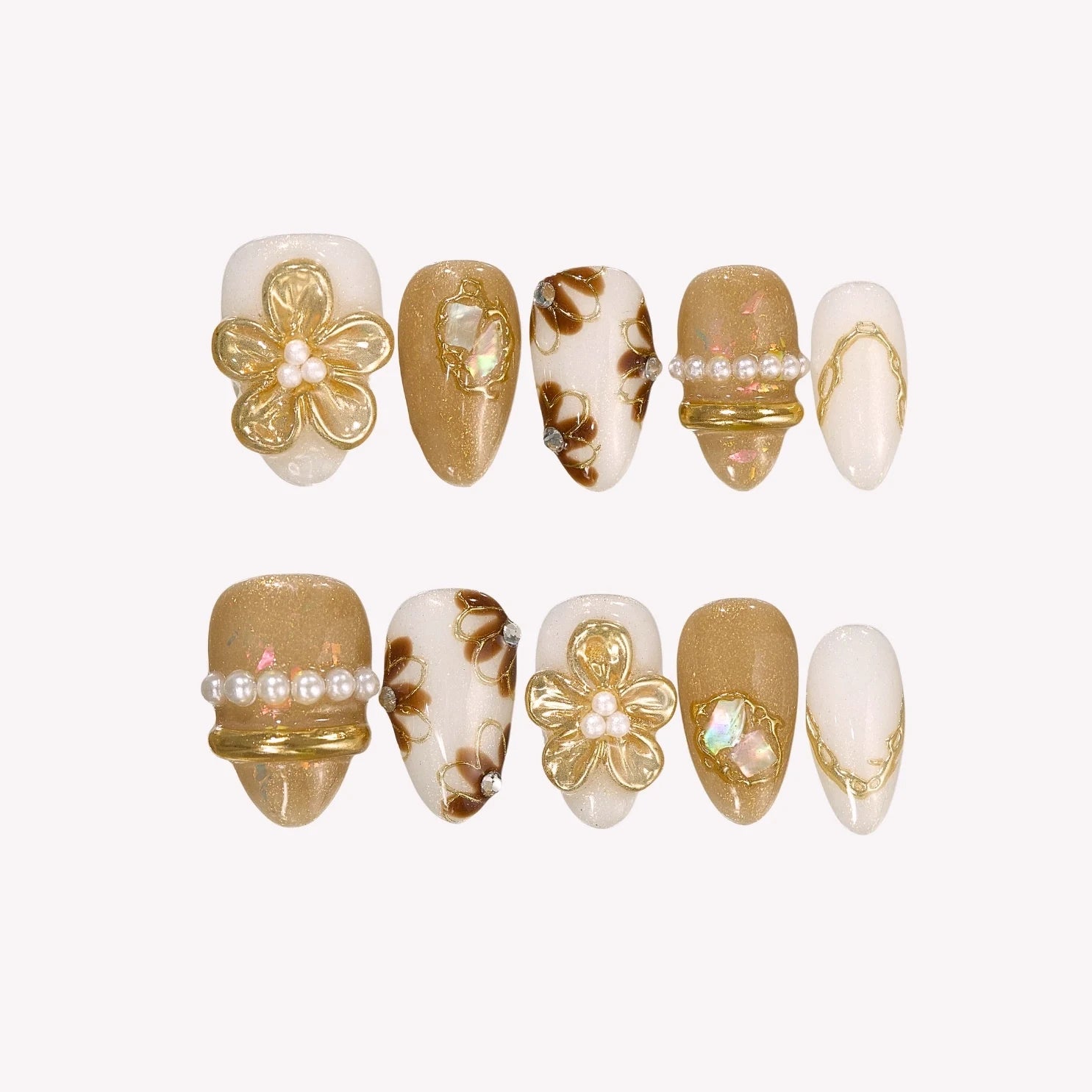 Cozy Day - Ersa Nails Nude Gold PressOnNails