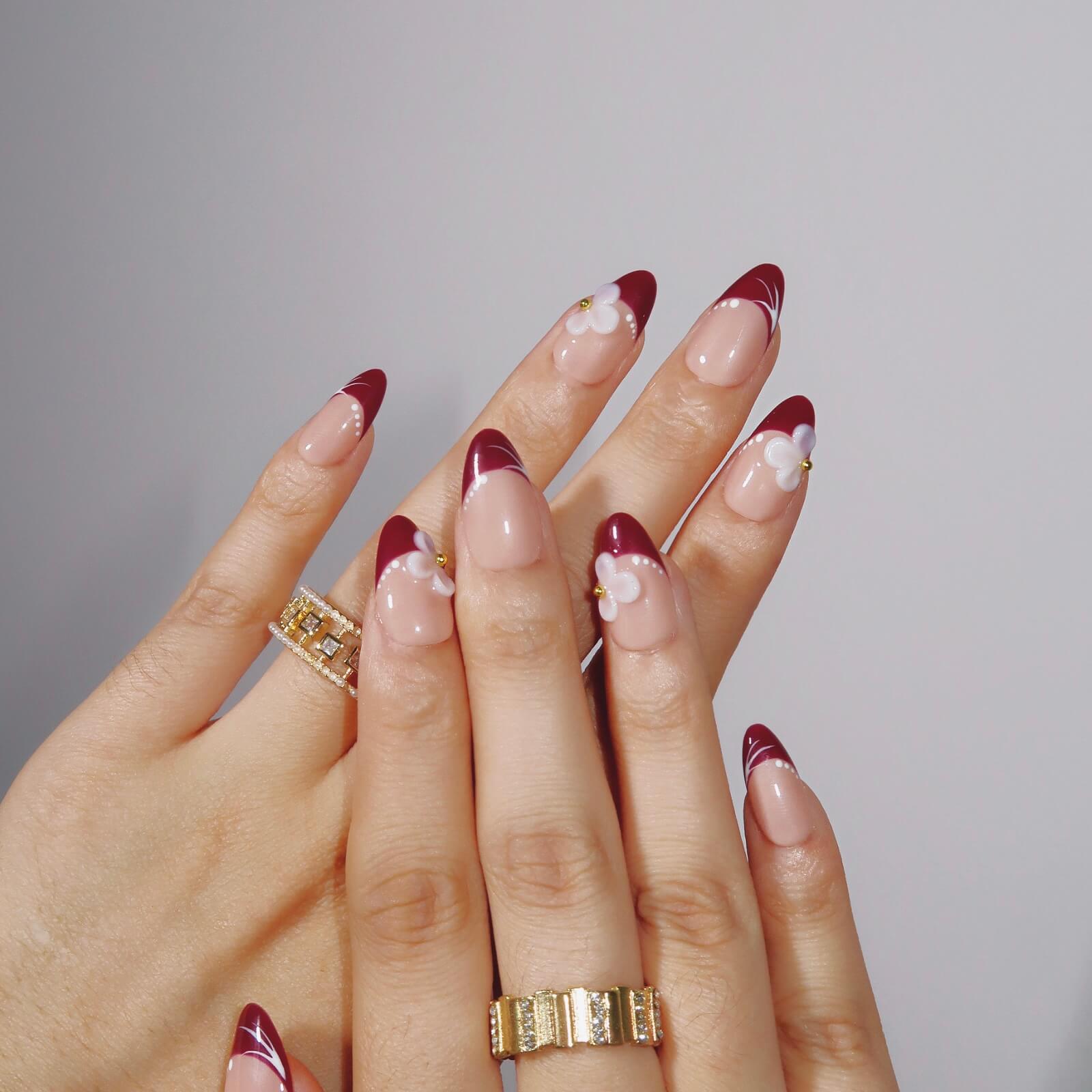 Crimson Elegance - Ersa Nails Nude Red PressOnNails