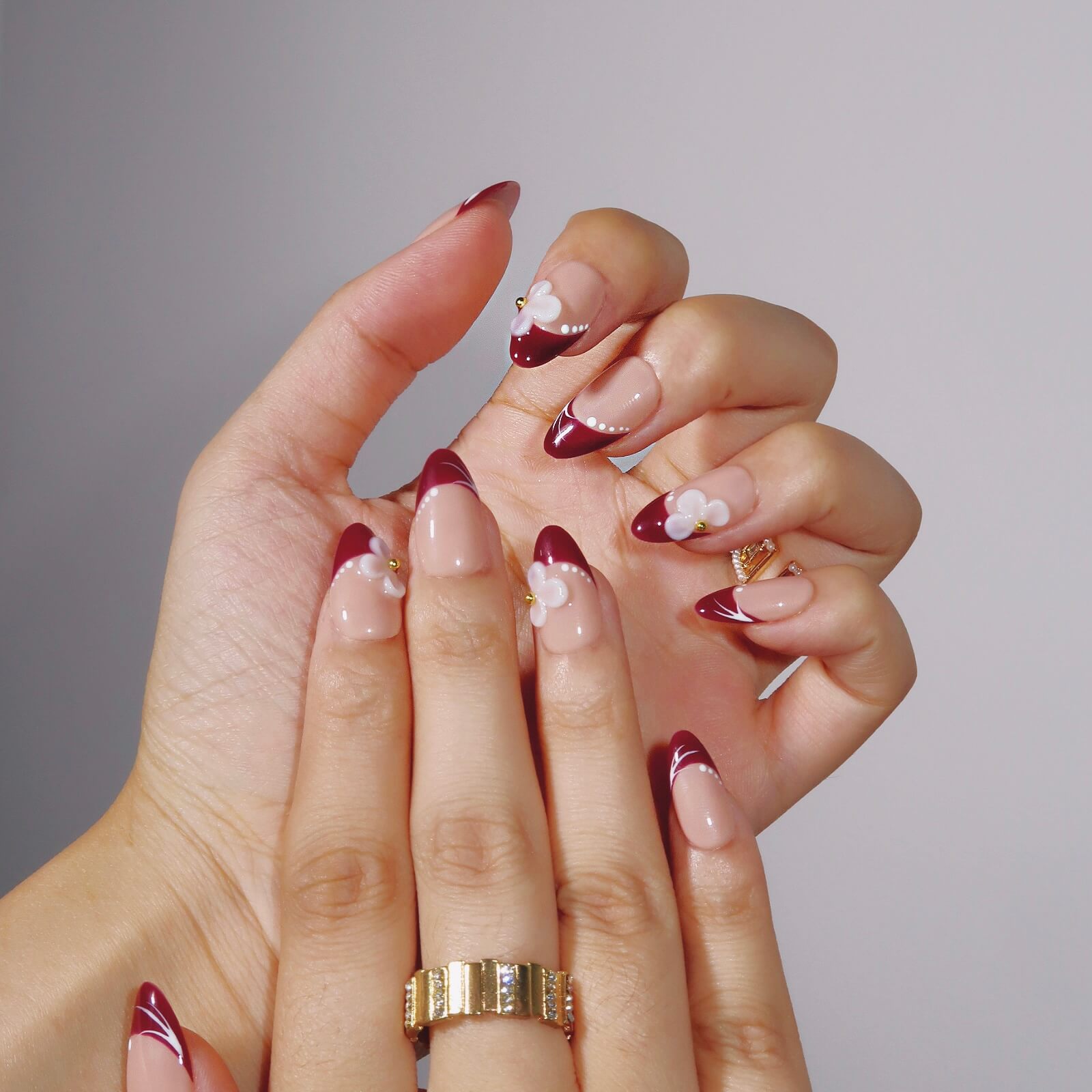 Crimson Elegance - Ersa Nails Nude Red PressOnNails