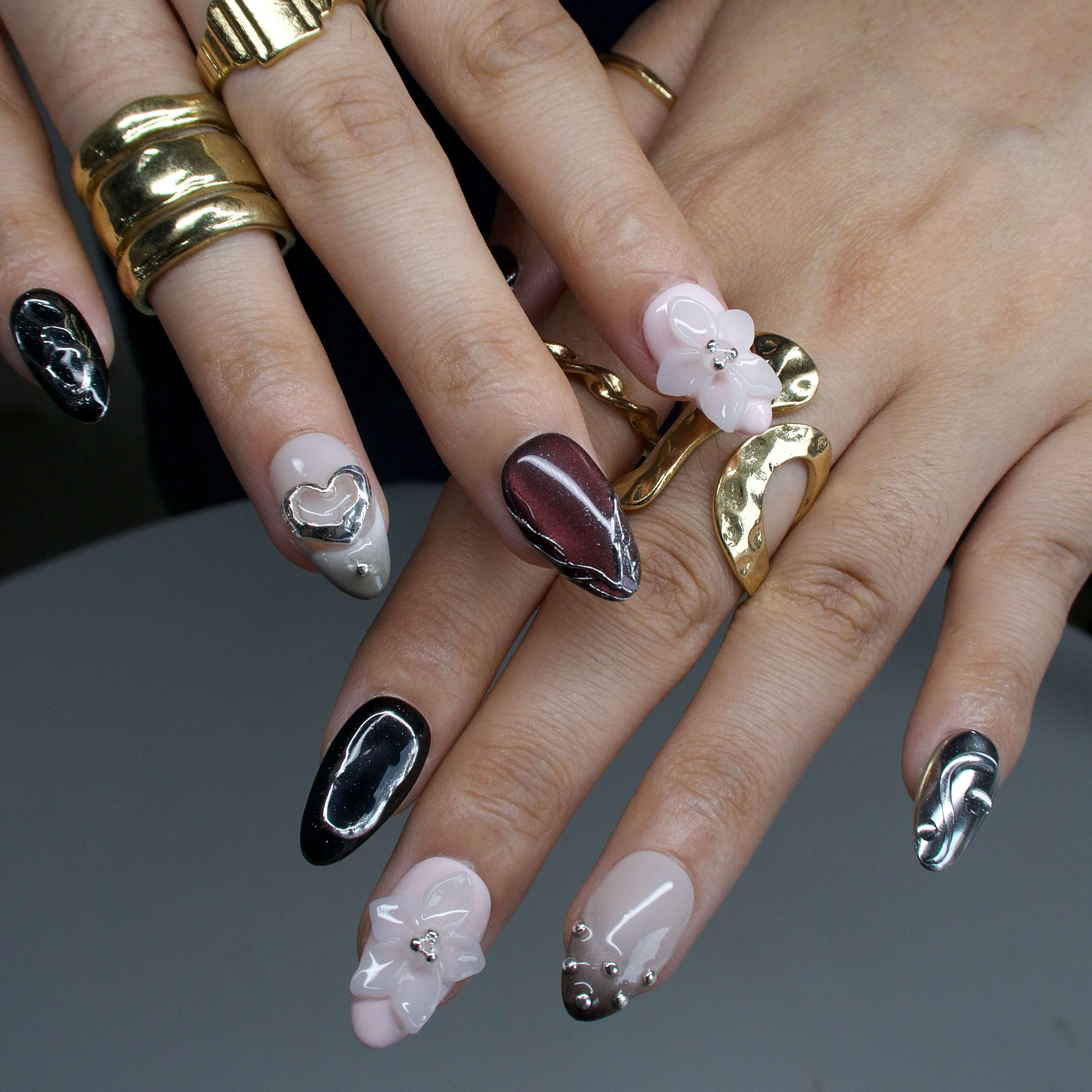 Déjà vu - Ersa Nails Red Nude Black PressOnNails