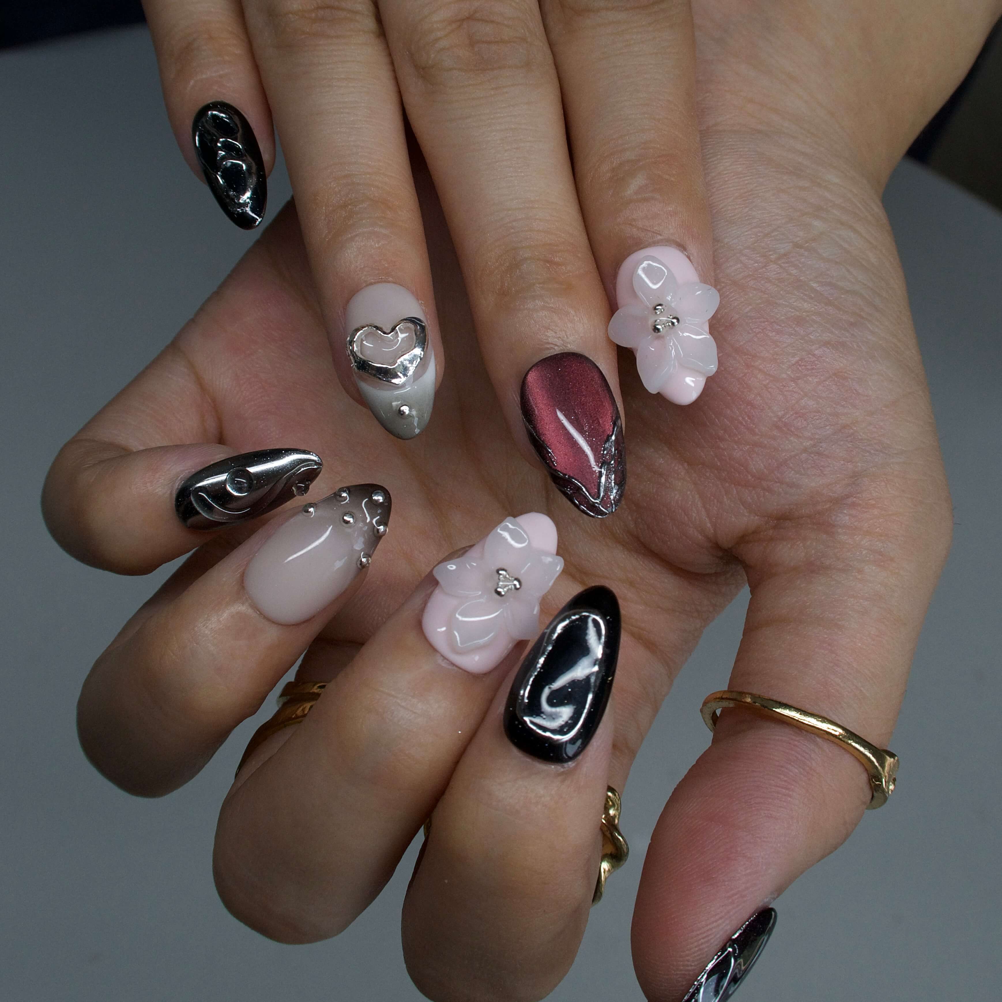 Déjà vu - Ersa Nails Red Nude Black PressOnNails
