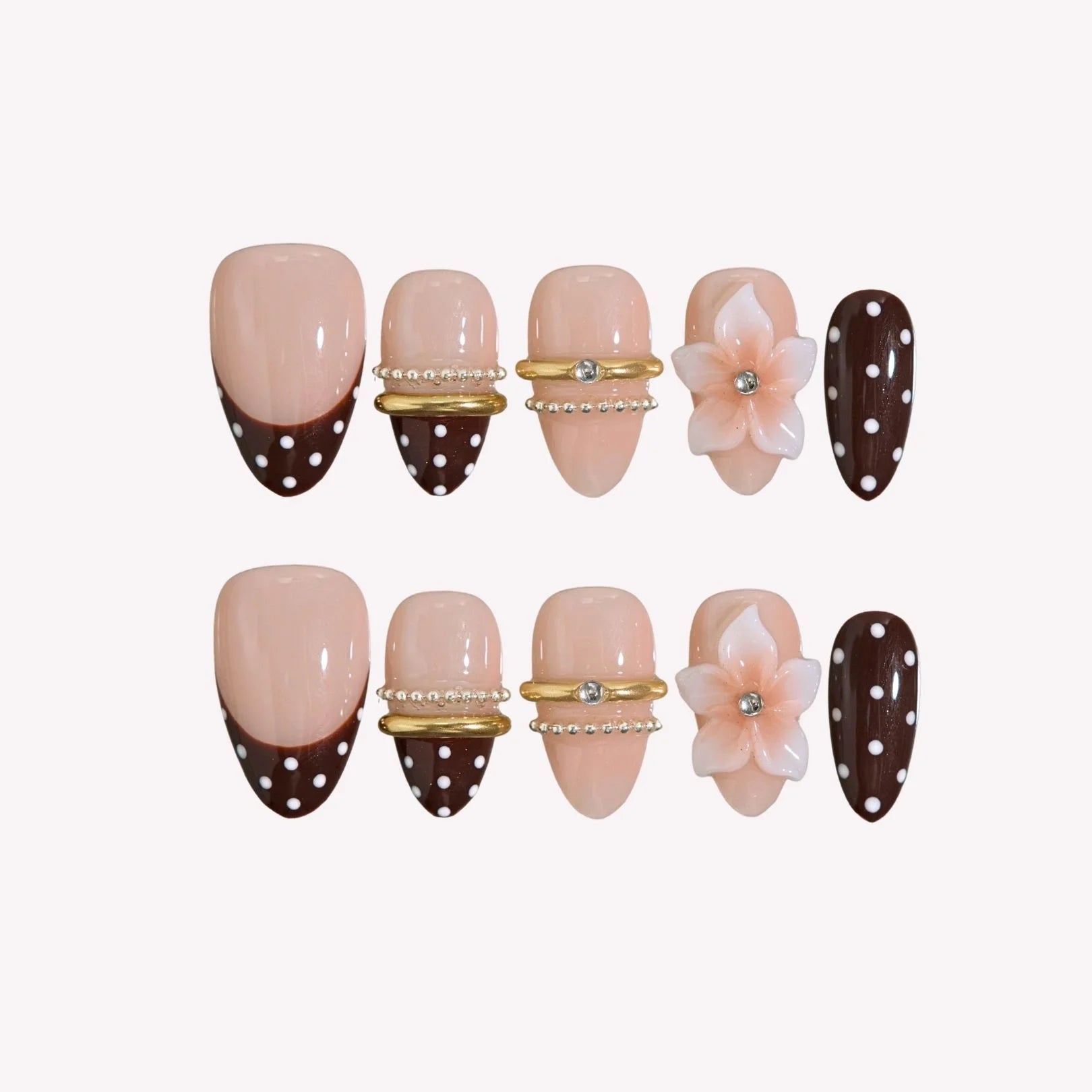Dainty - Ersa Nails Nude Brown Short Almond PressOnNails