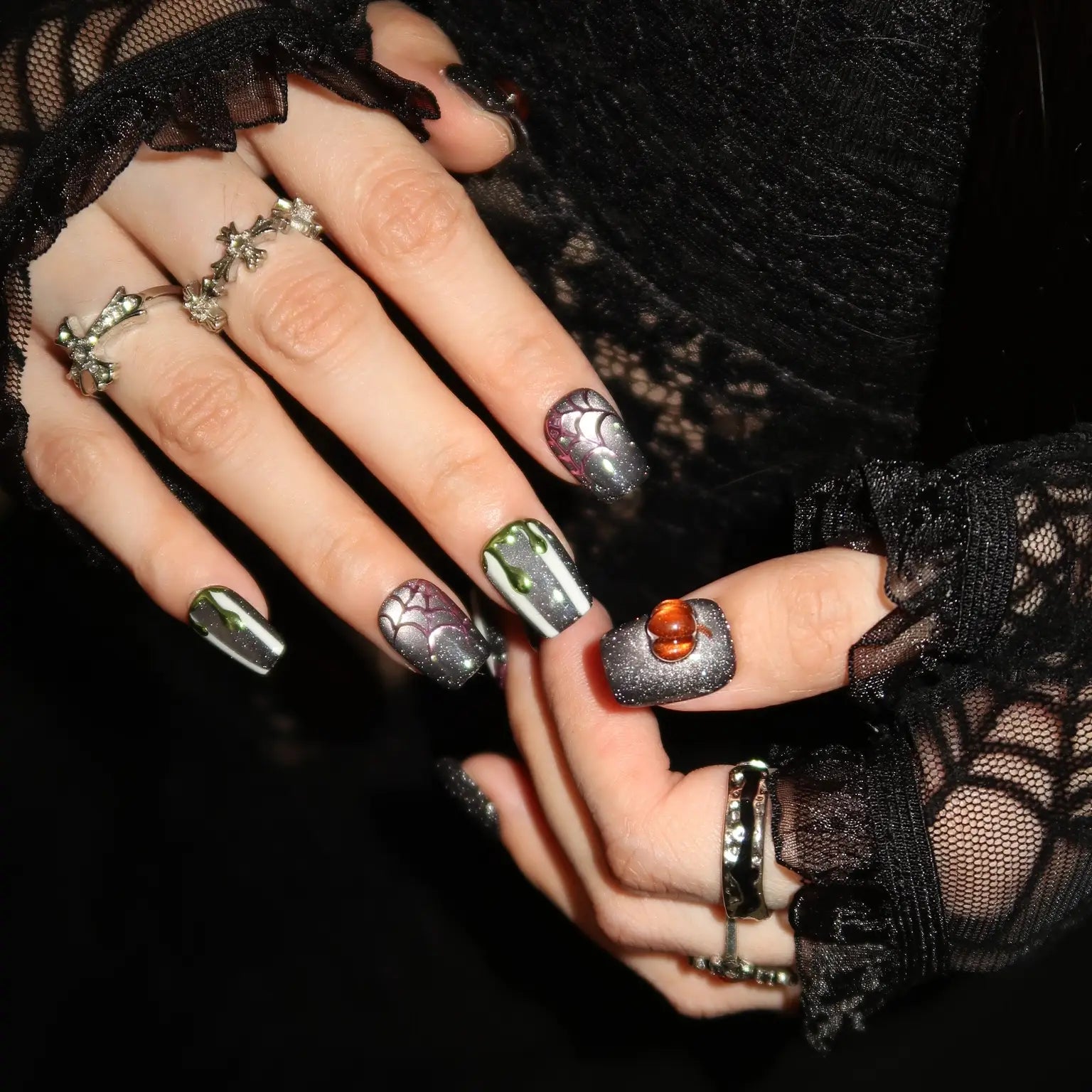 Dark Magic - Ersa Nails Purple Black PressOnNails
