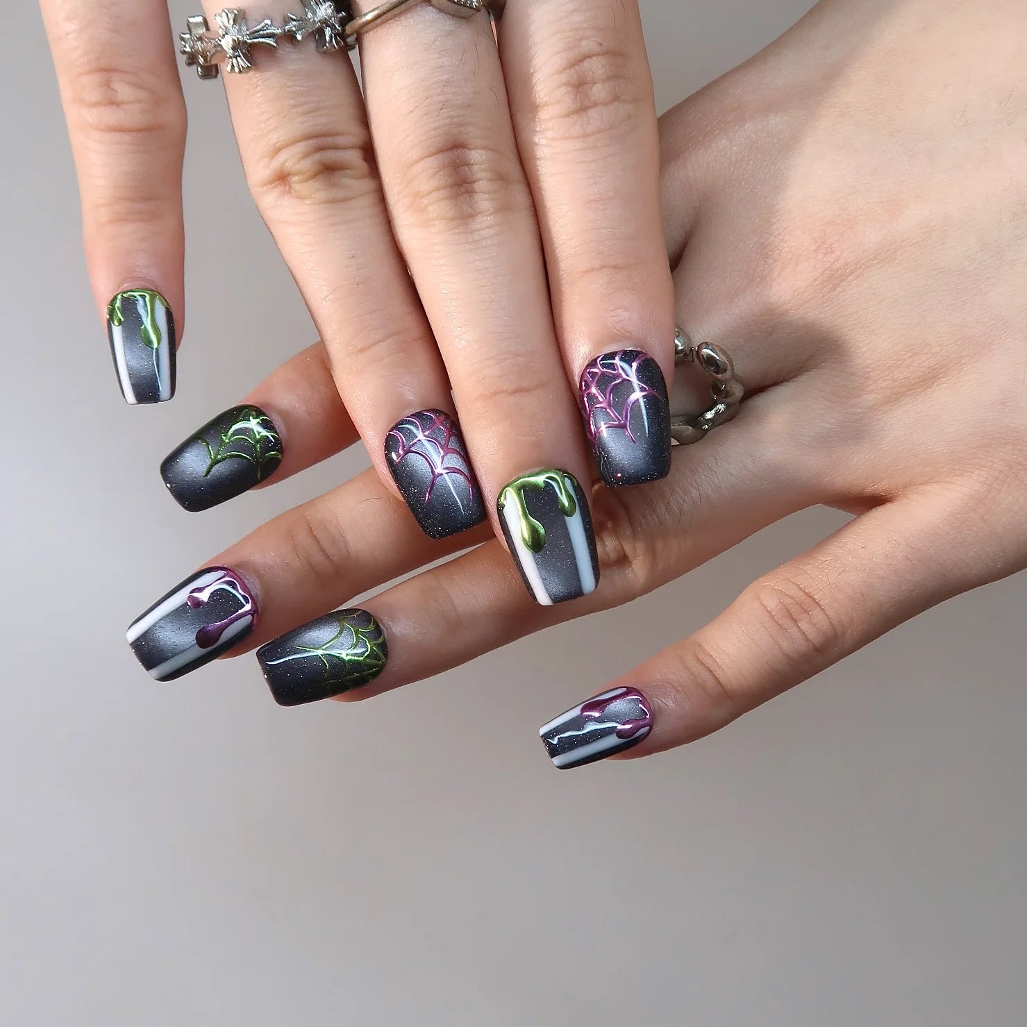 Dark Magic - Ersa Nails Purple Black PressOnNails