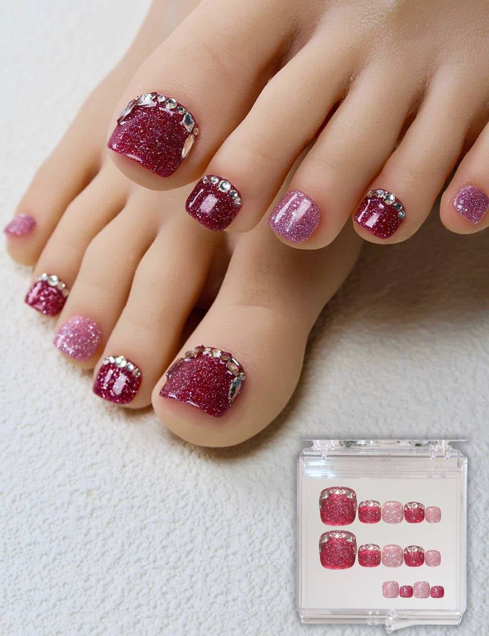 Dazzling Charm - Ersa Nails Purple Pink PressOnToeNails