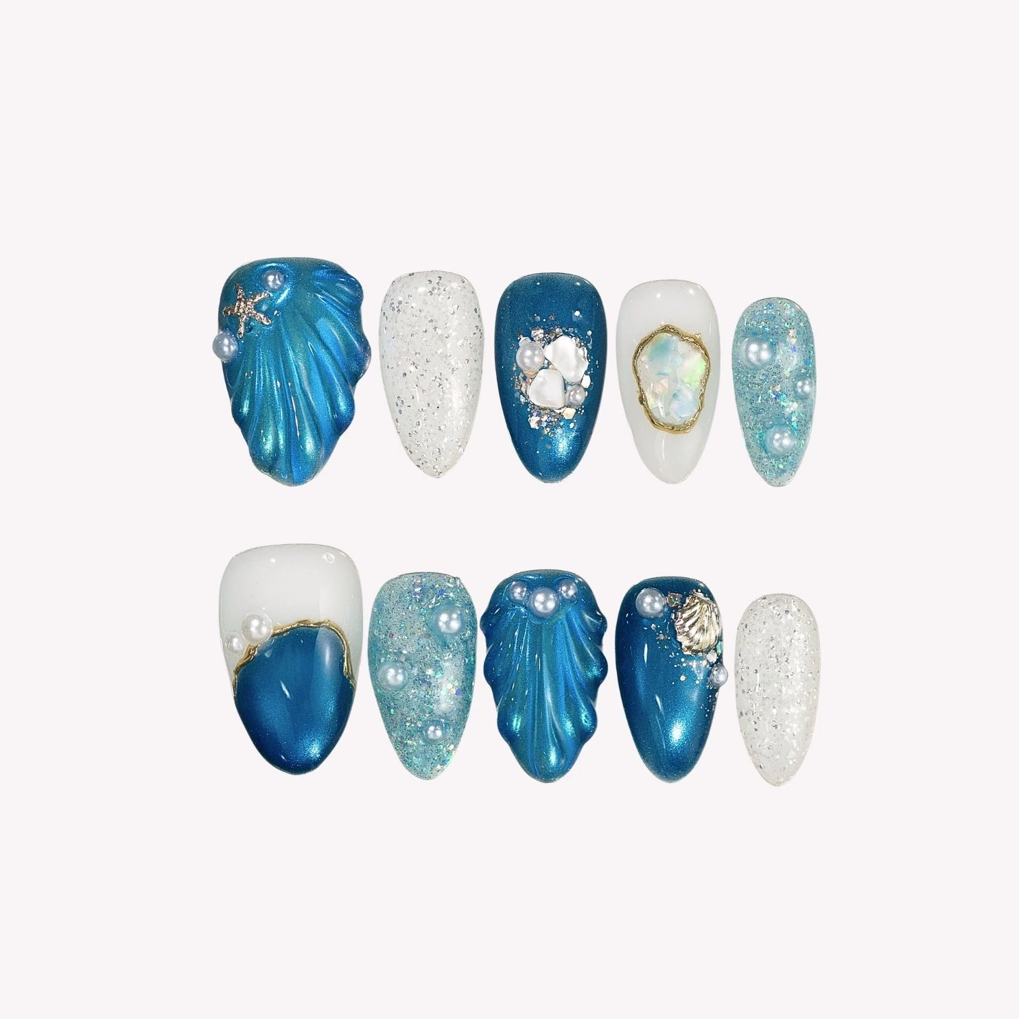 Deep Blue - Ersa Nails Nude Blue PressOnNails