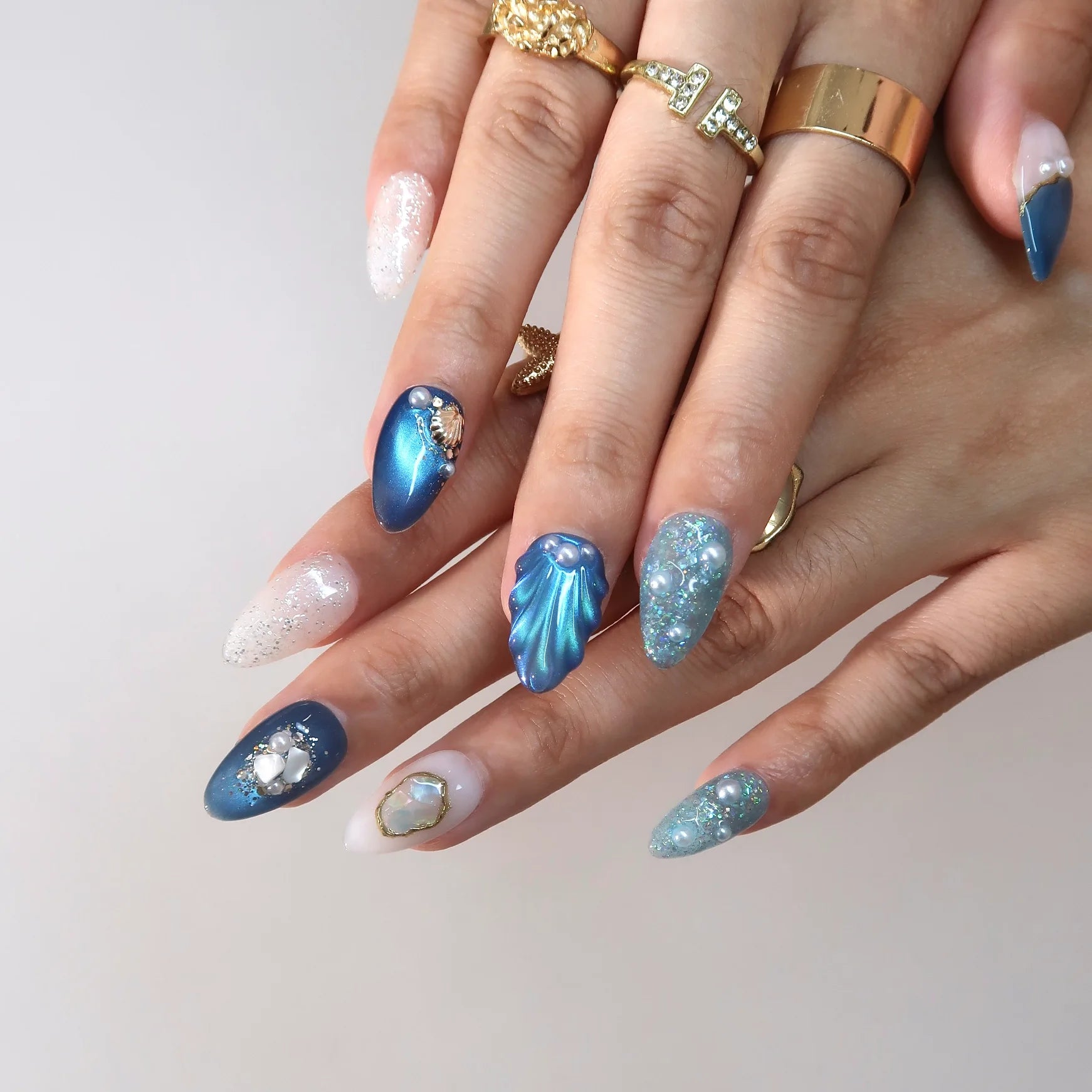 Deep Blue - Ersa Nails Nude Blue PressOnNails