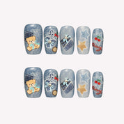 Denim Teddy- Ersa Nails Blue PressOnNails