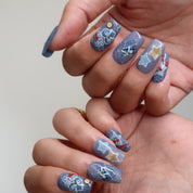Denim Teddy- Ersa Nails Blue PressOnNails