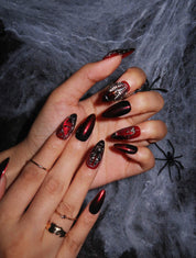 Devil's Eye - Ersa Nails Black Red PressOnNails