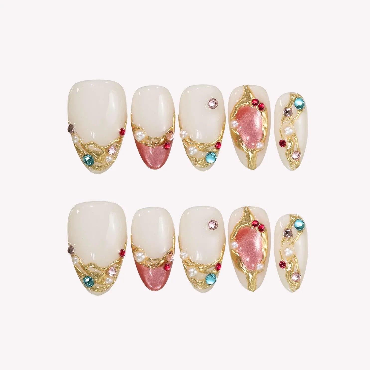 Diamond Drip - Ersa Nails Nude Red PressOnNails