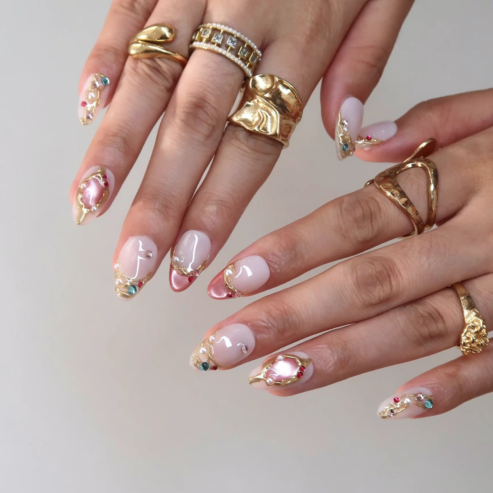 Diamond Drip - Ersa Nails Nude Red PressOnNails