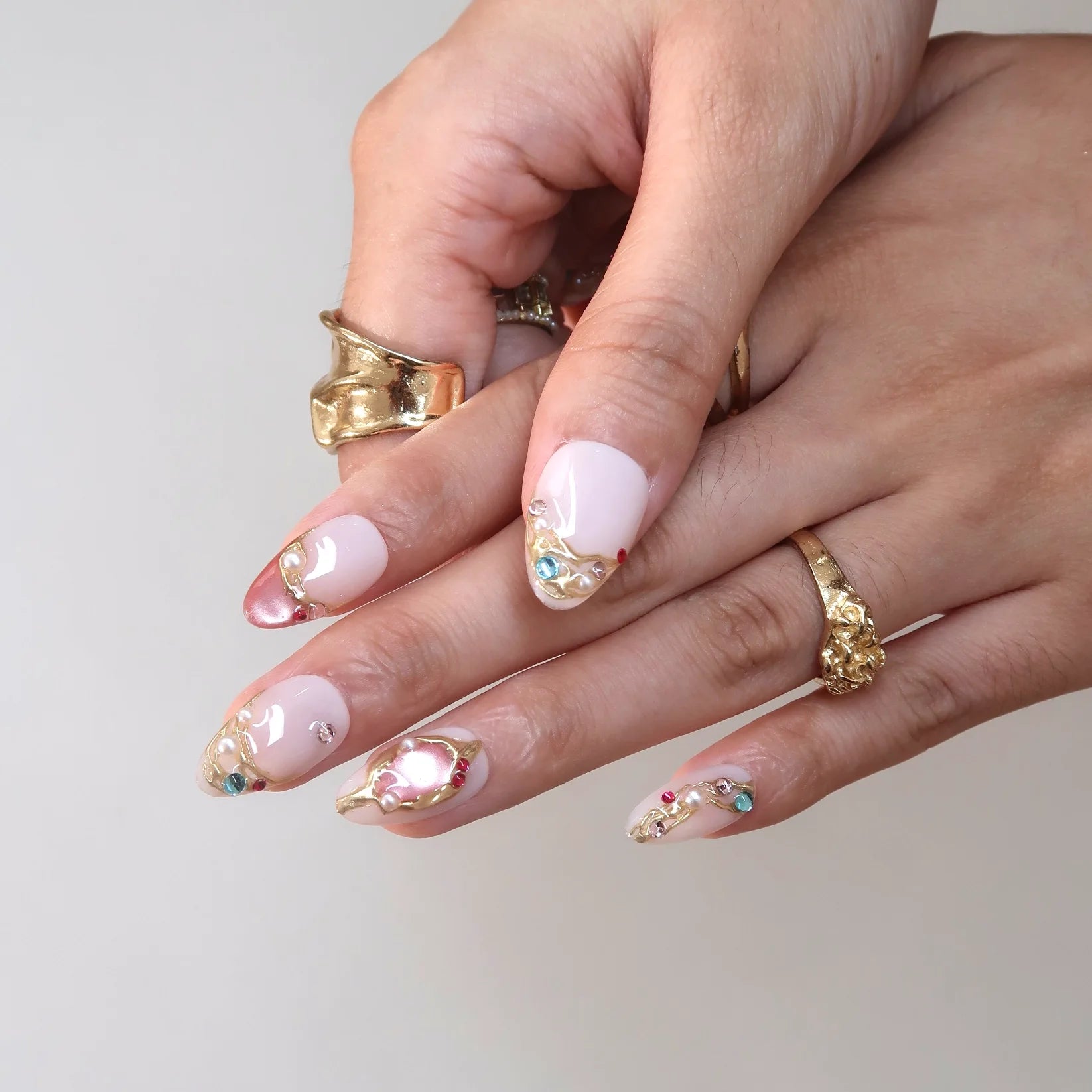 Diamond Drip - Ersa Nails Nude Red PressOnNails
