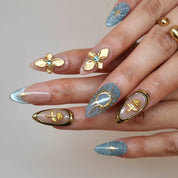 Divine Stardust - Ersa Nails Nude Blue Gold PressOnNails