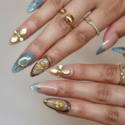 Divine Stardust - Ersa Nails Nude Blue Gold PressOnNails