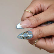 Divine Stardust - Ersa Nails Nude Blue Gold PressOnNails