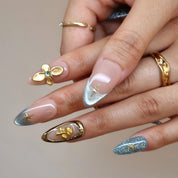 Divine Stardust - Ersa Nails Nude Blue Gold PressOnNails
